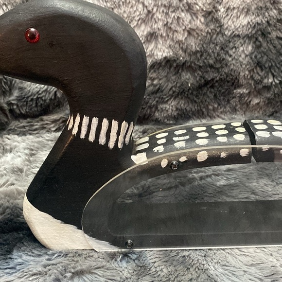 Hand Painted Wooden Loon Coin Bank with Plexiglass Vintage - Picture 3 of 16